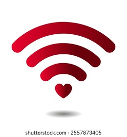 Heart wi-fi signal symbol. Love connection icon. Wi-Fi hotspot connection logo. Internet, wireless network sign. Valentine's day. Online digital dating. Vector graphics