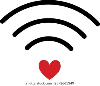 Heart with Wi-Fi Signal Vector Graphic