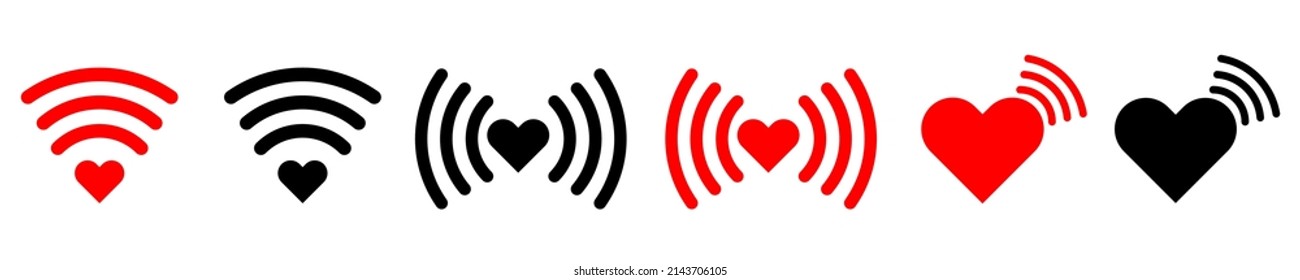 The heart of Wi-Fi. Simple illustration icons. Heart signal. eps10