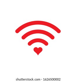 Heart wifi. Vector heart connect icon in flat style. Heart signal. Love connection. Love signal. Wifi sign.