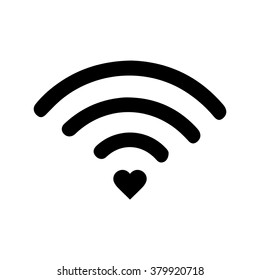 Heart wifi. Vector heart connect icon in flat style. Heart signal. Black wifi icon in flat style isolated on white background. Love connection. Wifi hotspot signal.  Love signal. Wifi signal.Wifi sign