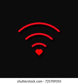 Heart wifi Vector heart connection icon in flat style. Heart signal Red wi fi icon in flat style isolated on white background Love connection
