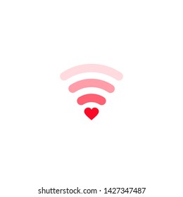 Heart wifi. Vector heart waves icon in flat style. Heart signal. Love connection. Wifi hotspot signal. Love signal. Wifi sign.