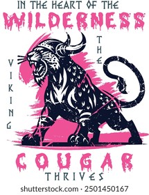 In the heart of the wilderness, the Viking Cougar thrives amazon t shirt art work