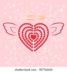 Heart wing angel pattern. Vector illustration
