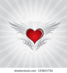 Heart Wing background on gray background