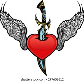 Heart Wing Dagger Stock Vector (Royalty Free) 297602612 | Shutterstock