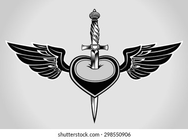 Heart With Wing And Dagger
