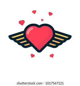 heart with wing icon filled outline valentine
