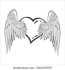 Heart with wing logo, company logo design idea, vector illustration