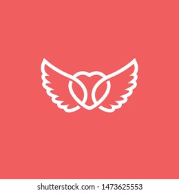 Heart with wing logo. Modern vector illustration.