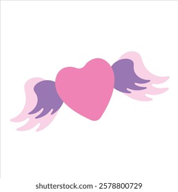 Heart wing on white background. Vector object design element for Valentine's day.