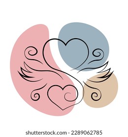 Heart and Wing in one line in color