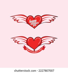 Heart with wing vector graphic on white background
