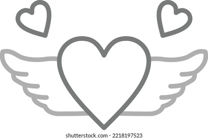 Icono vectorial del ala del corazón. Se puede usar para imprimir, móviles y aplicaciones web.