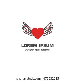 heart with wing. Vector logo template