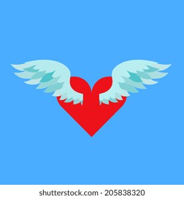 heart with wings abstract vector illustration
