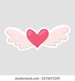 Heart with Wings. Adorable vector illustration of a heart with wings, perfect for Valentine's Day, love, and romantic designs