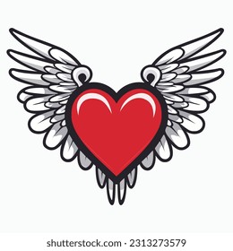 heart with wings basic vector isolated on white background.