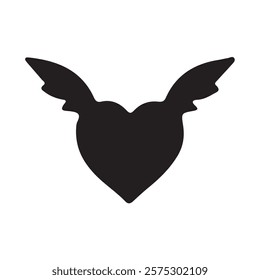heart and wings black and white vector