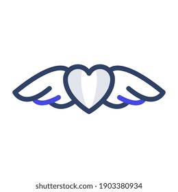 Herz mit Flügeln, Konzept der Liebe Flügel lineares Symbol
