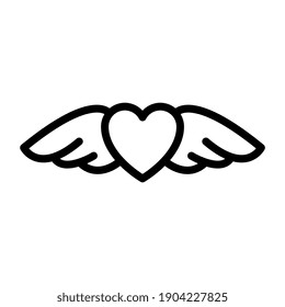 Corazón con alas, concepto de alas de amor icono lineal