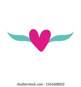heart with wings decorative icons vector illustration design