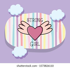 Heart with wings design, Girl power strong woman female feminism freedom and fight theme Vector illustration