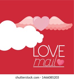 Heart with wings design, Love valentines day romance relationship passion and emotional theme Vector illustration