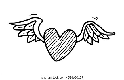 Heart Wings Doodle Stock Vector (Royalty Free) 526630159 | Shutterstock