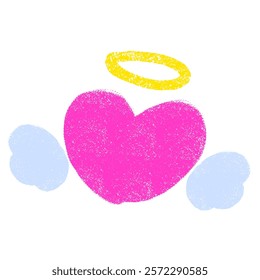 Heart with wings doodle crayon colorful arts kids hand drawn illustration