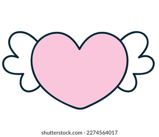 corazón con alas icono de doodle aislado