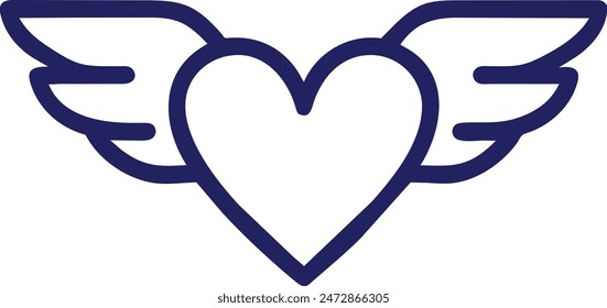 Heart with wings editable vector art