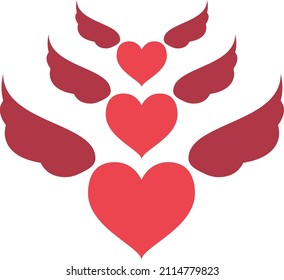 Corazón con vectores de iconos llenos de alas