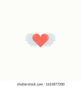 Heart with wings flat icon design, Love passion romantic valentine's day wedding romance decoration theme. Vector illustration.