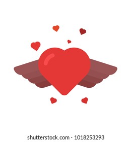 heart with wings flat icon valentine
