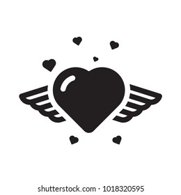 heart with wings glyph icon valentine