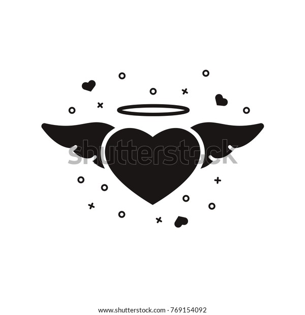 Heart Wings Halo Black Silhouette On Stock Vector Royalty Free 769154092