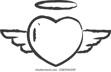 Heart Wings hand drawn vector illustration