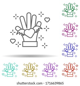 Heart wings hand multi color icon. Simple thin line, outline vector of no gubernamental organization icons for ui and ux, website or mobile application