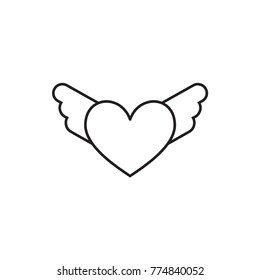 heart with wings icon illustration isolated vector sign symbol