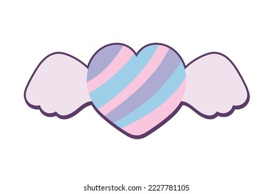 heart with wings icon isolated