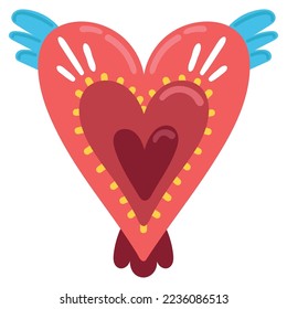 heart with wings icon isolated