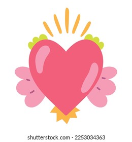 heart with wings icon isolated