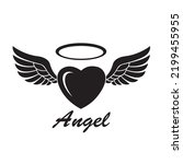 heart with wings icon isolated on white background