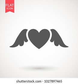 Heart with wings icon isolated on white background. Heart with wings vector logo. Flat design style. Modern vector pictogram for web graphics - stock vector