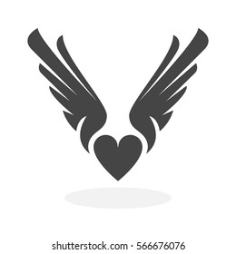 Heart with wings icon isolated on white background. Heart with wings vector logo. Flat design style. Modern vector pictogram for web graphics - stock vector