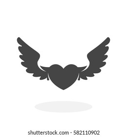 Heart with wings icon isolated on white background. Heart with wings vector logo. Flat design style. Modern vector pictogram for web graphics - stock vector