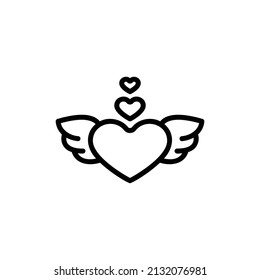  heart wings icon, isolated wedding outline icon with white background, perfect for website, blog, logo, graphic design, social media, UI, mobile app, EPS 10 vector illustration