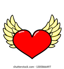 Heart, wings icon. Line art. White background. Social media icon. Business concept. Sign, symbol, web element. Tattoo template. Website pictogram.